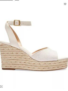New   COACH Signature C Canvas Open-Toe Espadrille Wedge Sandals size 8